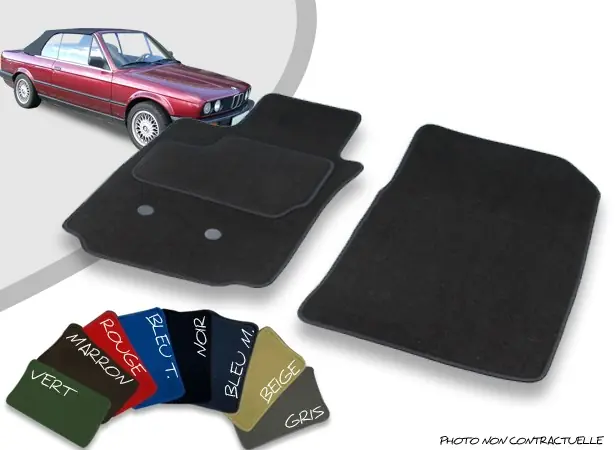 Prix promo | Tapis auto avant sur-mesure Bmw E30 cabriolet velours bordé