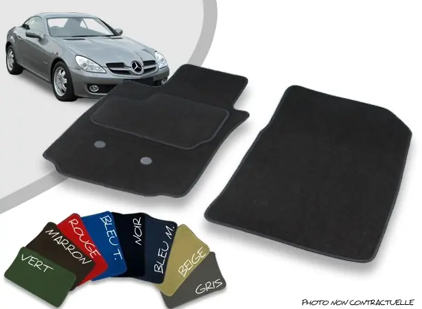 Tapis auto avant sur-mesure Mercedes SLK 2 R171 cabriolet velours bordé | Très bien noté